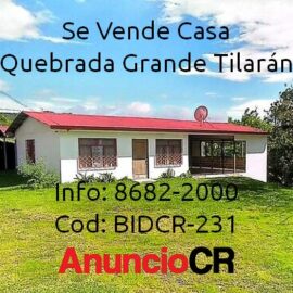 Se Vende Casa En Quebrada Grande De Tilarán