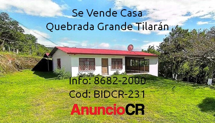 Se Vende Casa En Quebrada Grande De Tilarán